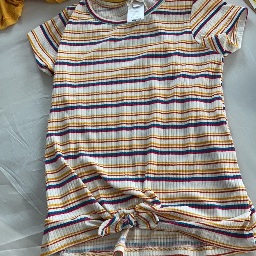 3 piece girls forever me outfit NWT Scrunchie stripe yellow cardigan shirt